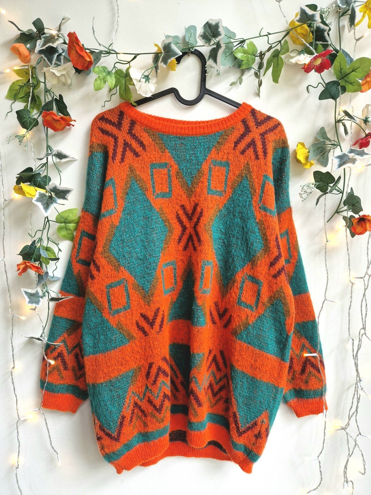 fuzzy vintage kleurrijke retro gebreide trui, Kleding | Dames, Ophalen of Verzenden, Zo goed als nieuw, Maat 46/48 (XL) of groter