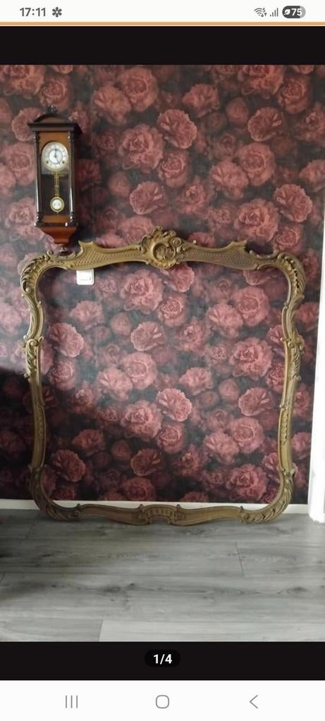 Zeer grote antiek houten lijst, Ophalen, Gebruikt, Hout, 75 cm of meer