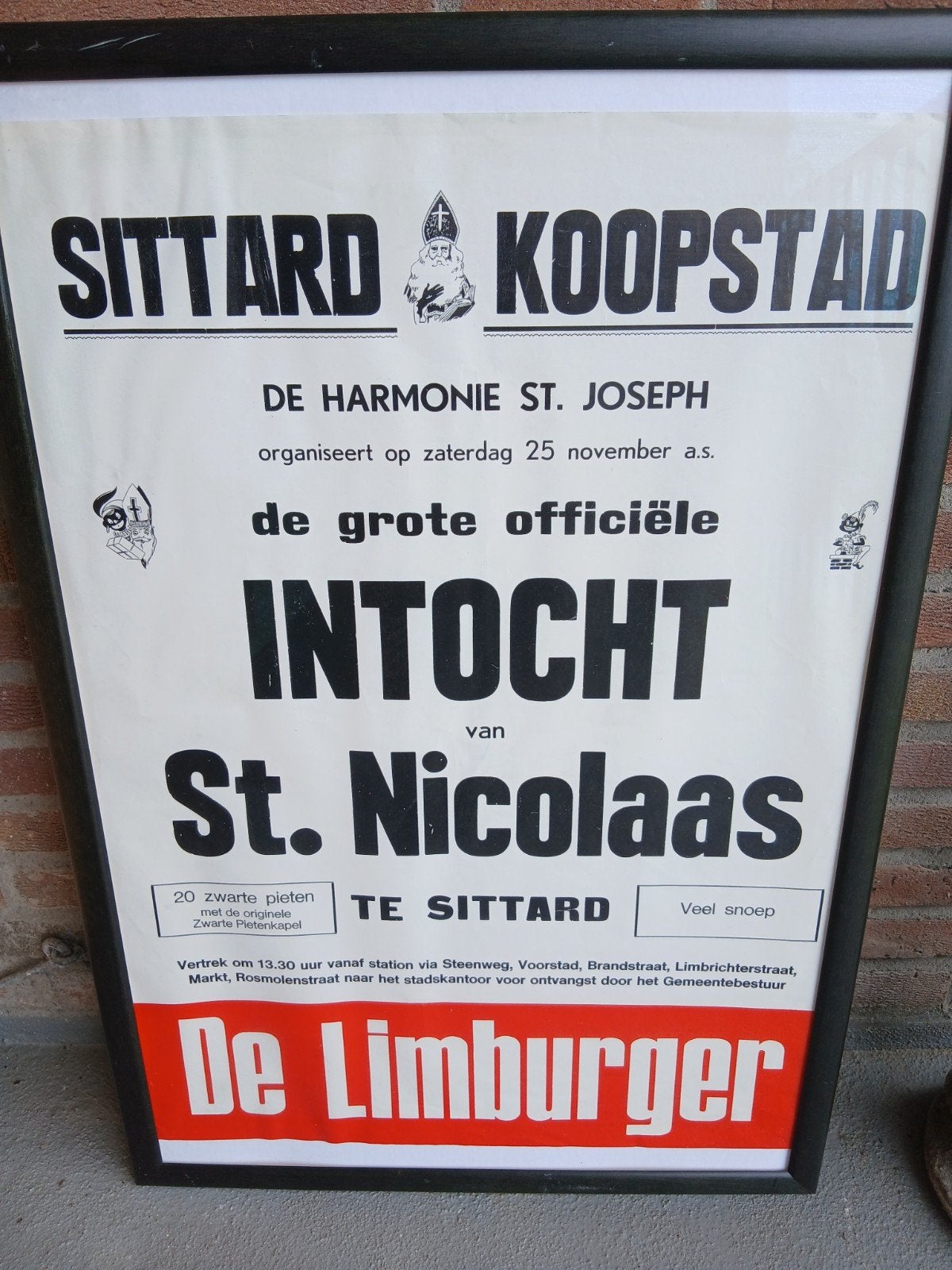 Ingelijste poster Intocht Sinterklaas Sittard, Ophalen, Met lijst, A1 t/m A3, Overige onderwerpen