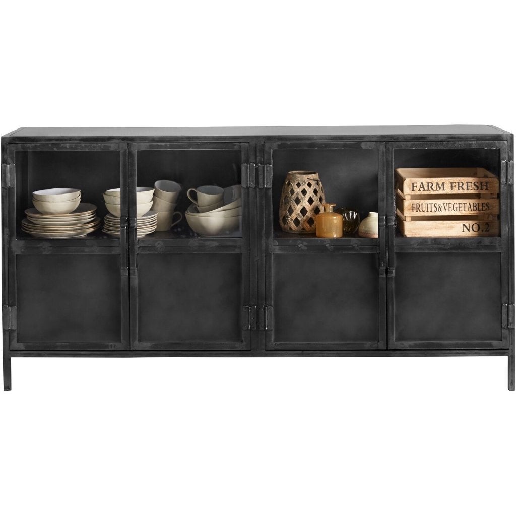 Industriële  dressoir, Ophalen, 150 tot 200 cm, Zo goed als nieuw, Glas