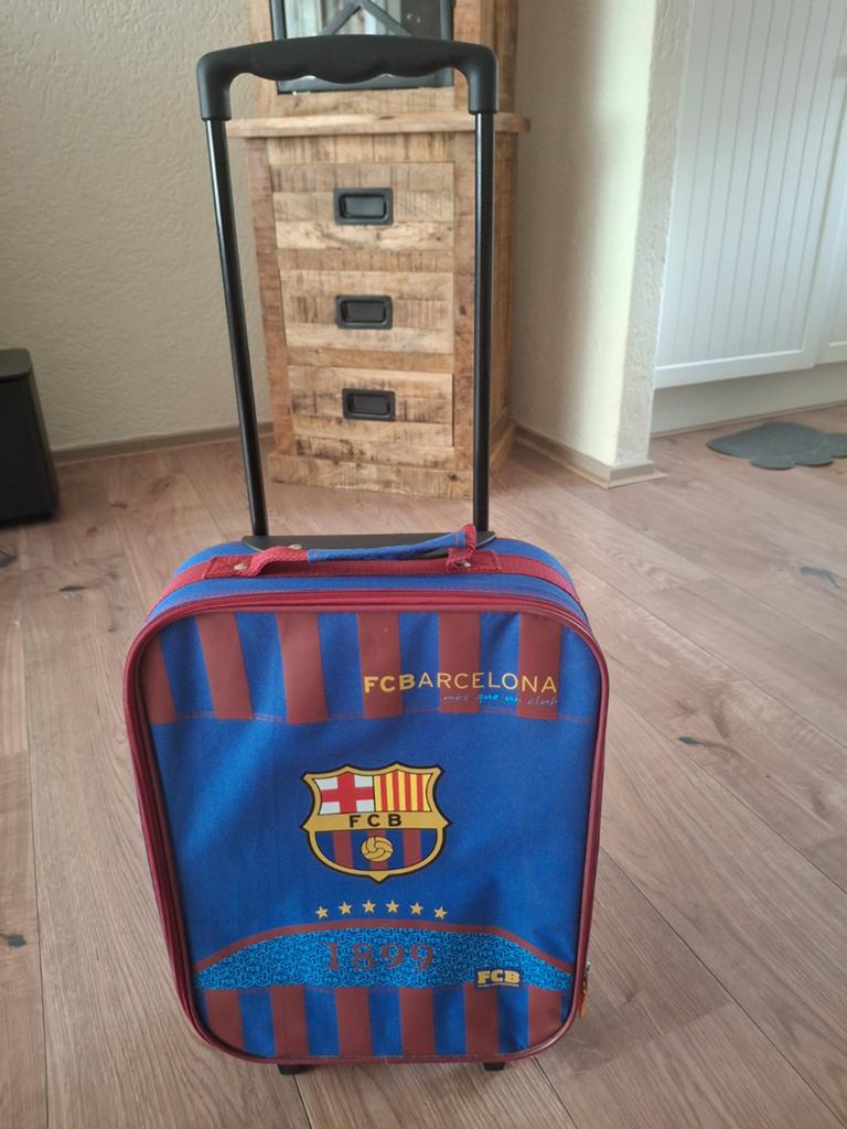 FC Barcelona Kinderkoffer, Overige materialen, Wieltjes, Gebruikt, Minder dan 50 cm