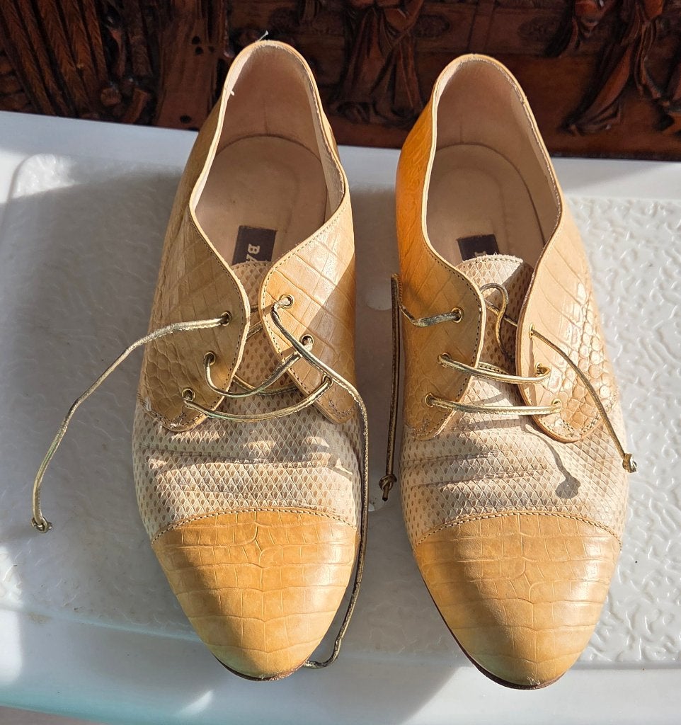 Dames veterschoenen, mt 40, slangenprint textuur, geel-beige, Kleding | Dames, Schoenen, Schoenen met lage hakken, Overige kleuren