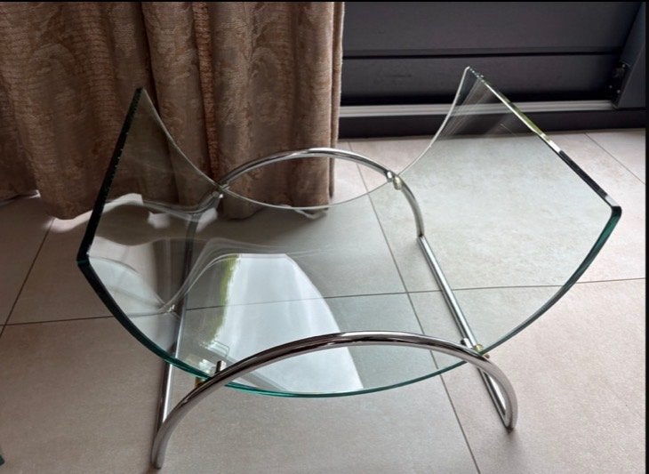 Tijdschriftenhouder Gallotti en Radice - Glas en Chroom, Ophalen, Zo goed als nieuw, Modern, Glas