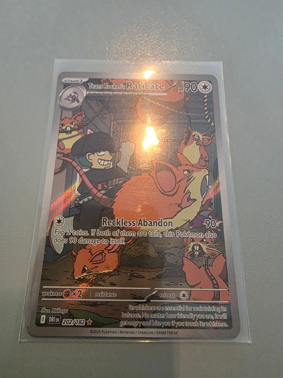Pokémon - Team Rocket's Raticate 202/182, Ophalen of Verzenden, Zo goed als nieuw, Losse kaart, Foil