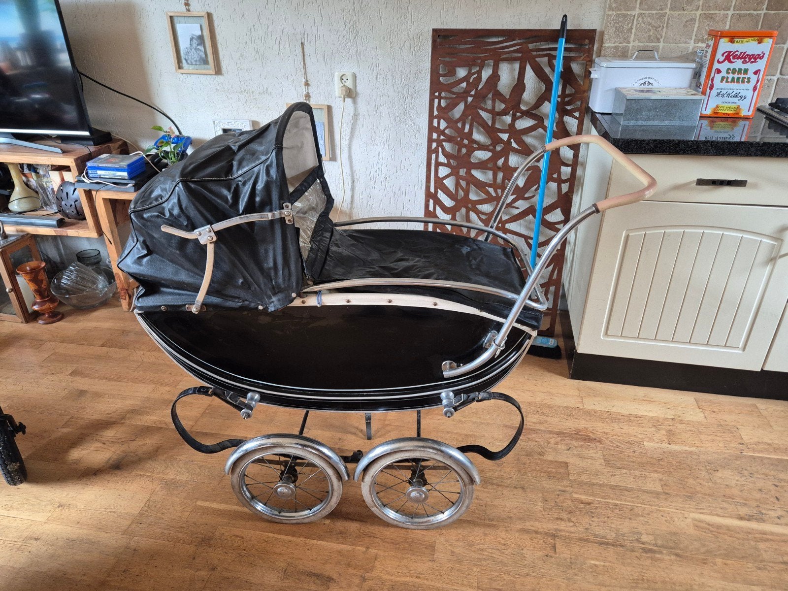 Vintage Mutsaerts kinderwagen – Retro jaren 50/60 – Zwart, Ophalen of Verzenden, Gebruikt, Kinderwagen, Overige merken