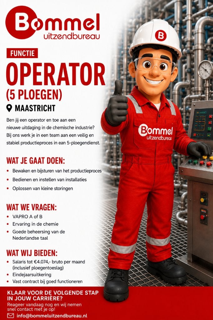 Procesoperator (5 ploegen), 33 - 40 uur, MBO, Vanaf 1 jaar, Vast contract
