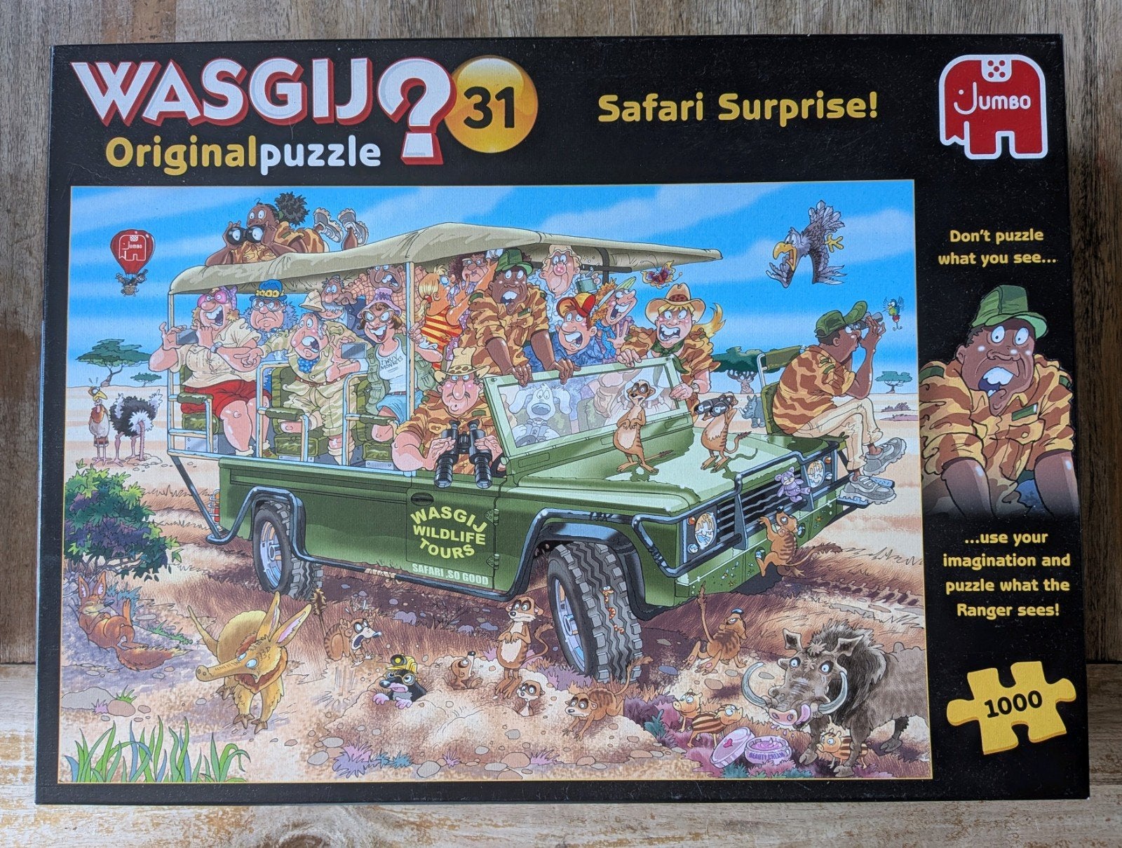 WASGIJ! Puzzels: The Office (950) & Safari Surprise (1000), Ophalen of Verzenden, 500 t/m 1500 stukjes, Zo goed als nieuw, Legpuzzel