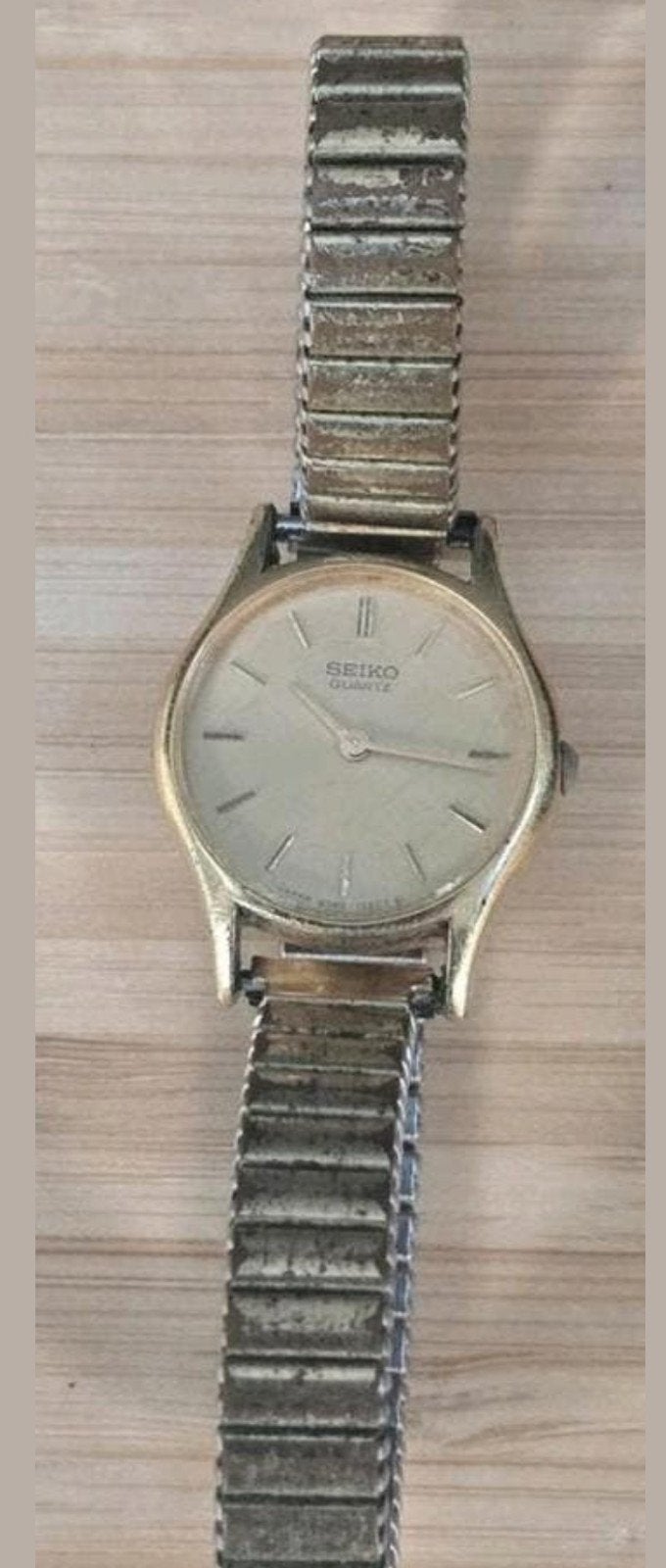 Vintage Seiko Quartz Horloge Goudkleurig met Rekband, Verzenden, Staal, Seiko, 1960 of later