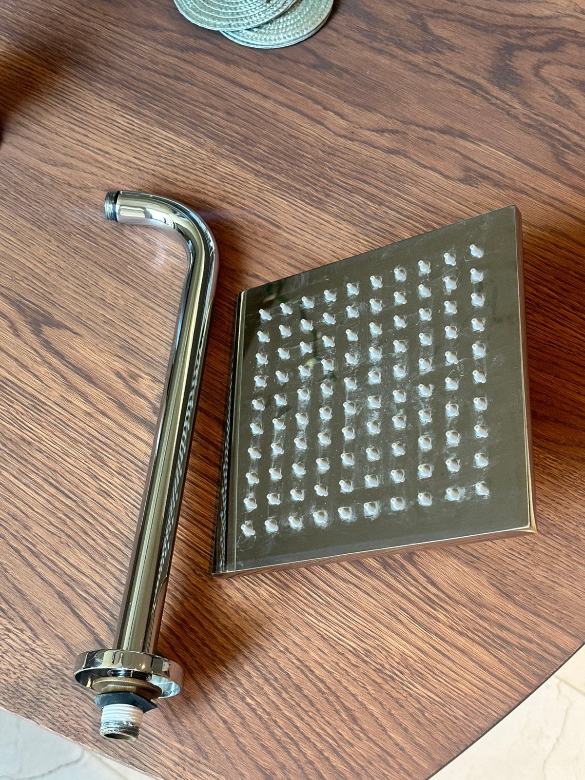 Vierkante Regendouchekop (20x20 cm) met Douchearm, Ophalen of Verzenden, Gebruikt, Chroom, Douche