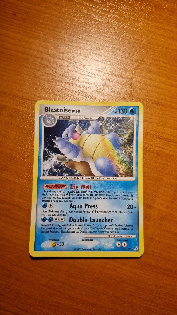 Blastoise Lv.60, 2/127 uit 2009, Ophalen of Verzenden, Gebruikt, Losse kaart, Foil