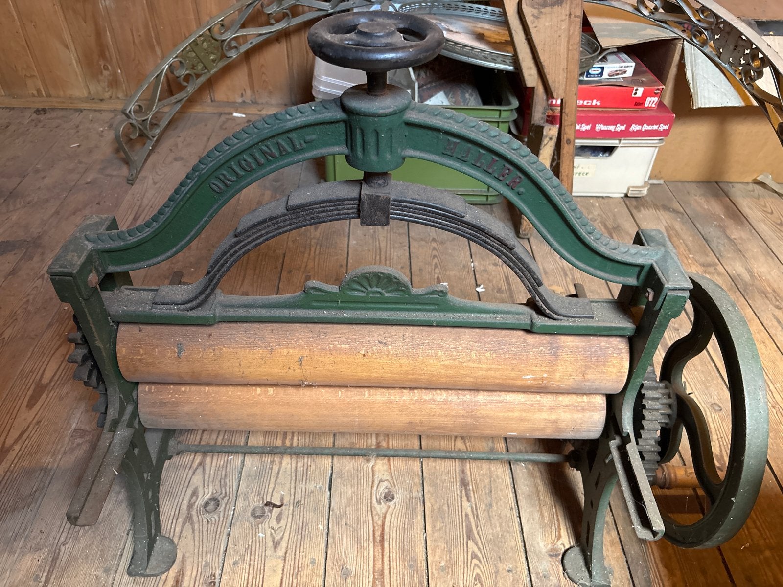 Antieke hand Mangel 'Original Zanker', Ophalen