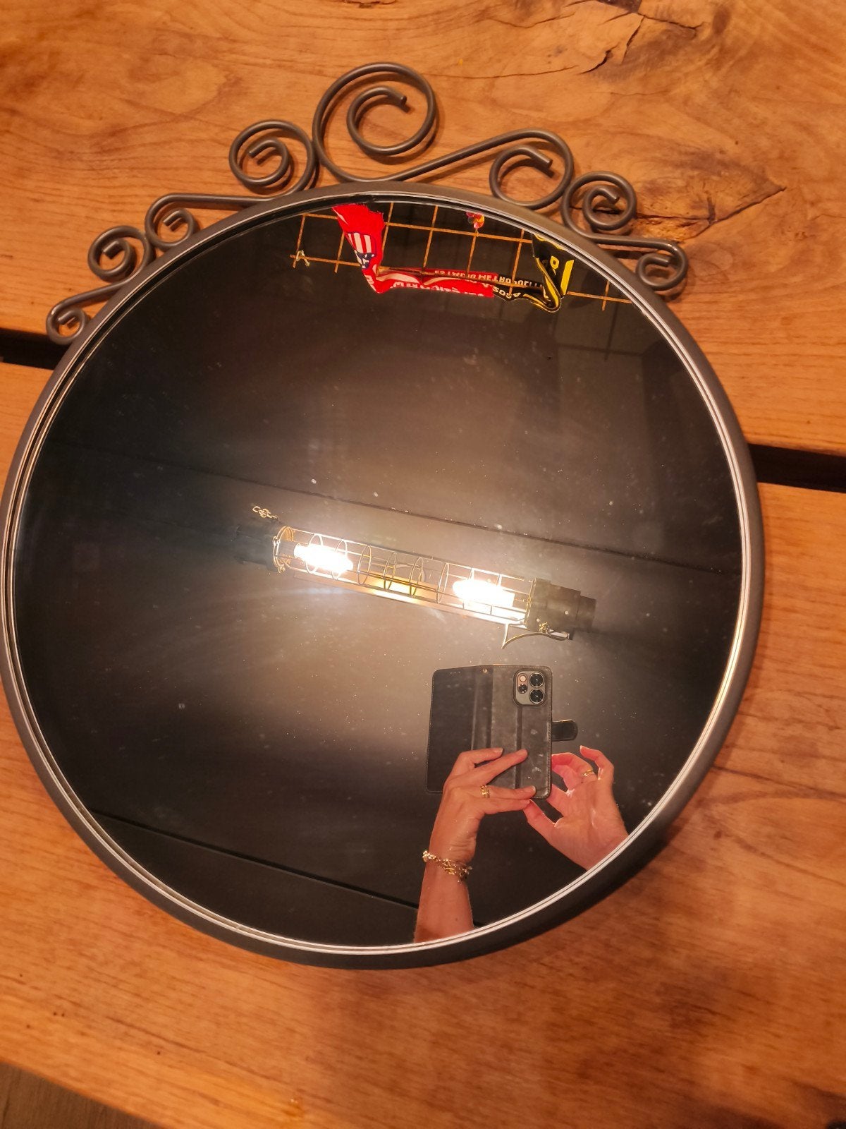 2x Ronde spiegel (Ekne) met sierlijk metalen frame, Ophalen, Rond, Minder dan 50 cm, Minder dan 100 cm
