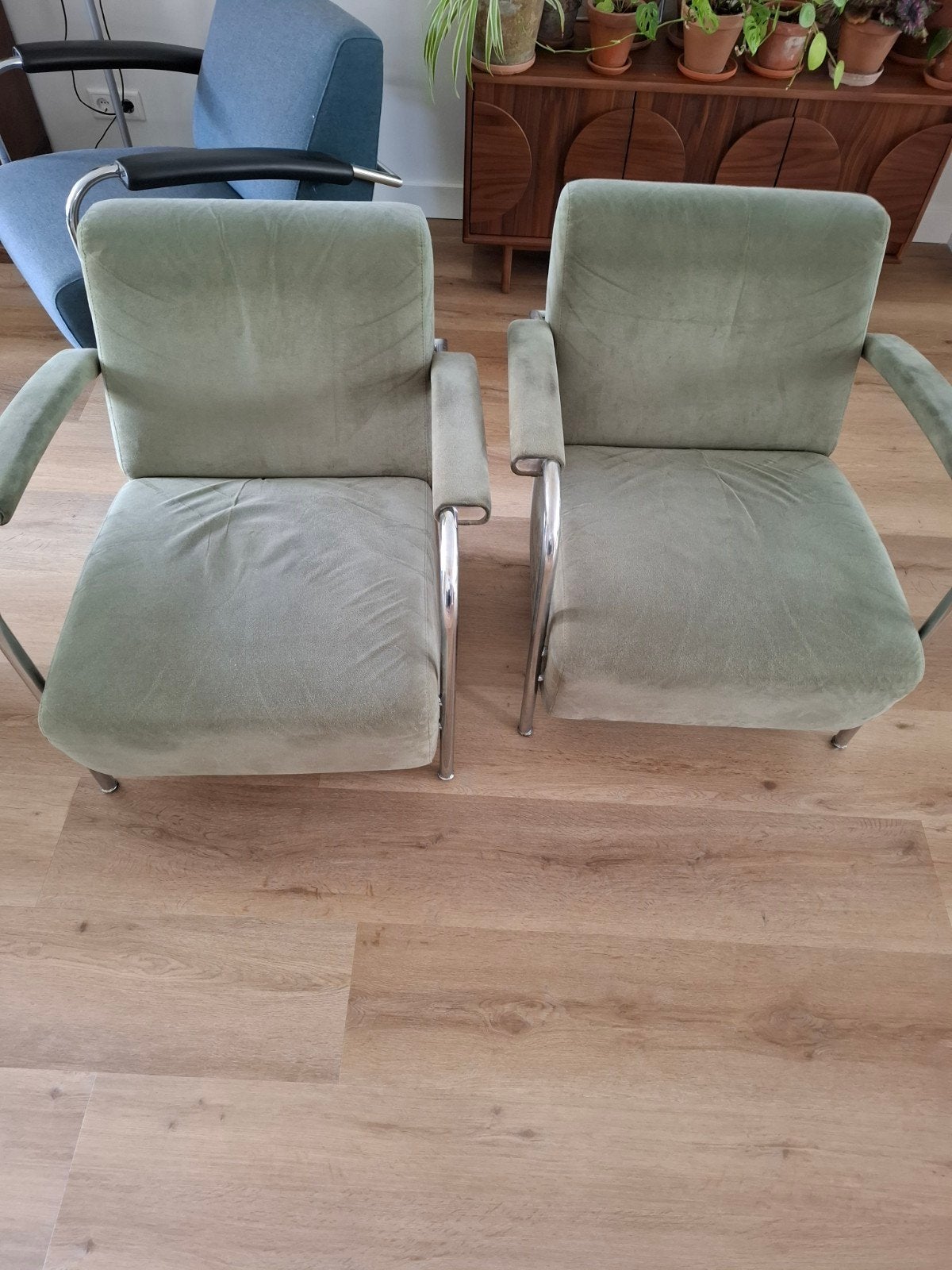 Set van 2 Leolux Scylla fauteuils, Ophalen, Gebruikt, 75 tot 100 cm, Vintage, Retro, Mid-century