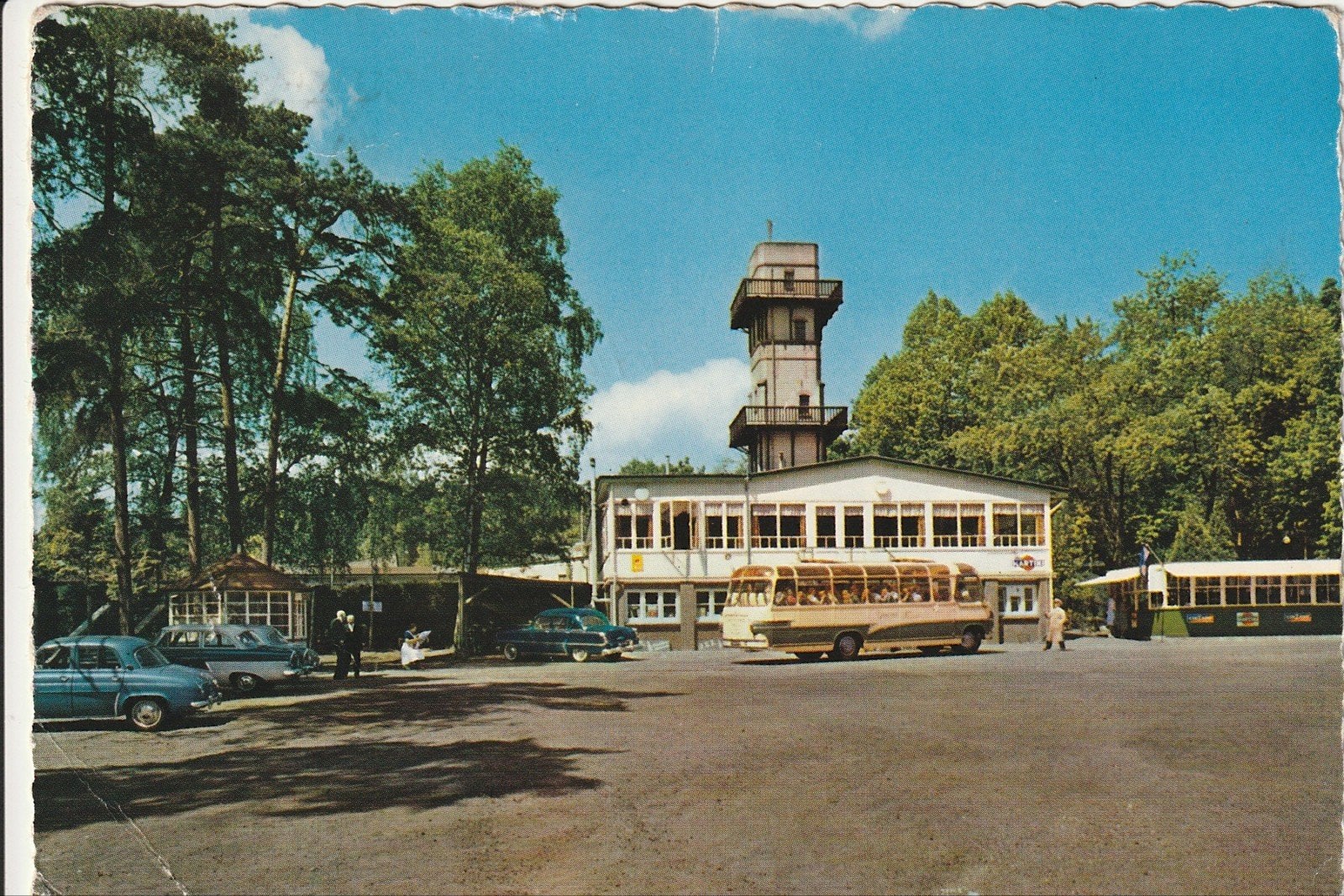APELDOORN CAFE REST. LUNAPARK KONINGIN JULIANATOREN REISBUS, Ophalen of Verzenden, 1940 tot 1960, Gelopen, Gelderland