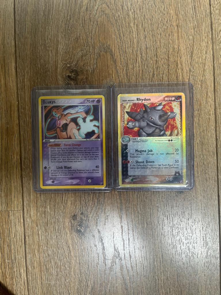 Pokémon Kaarten: Deoxys en Rhydon (Foil), Verzenden, Zo goed als nieuw, Losse kaart, Foil