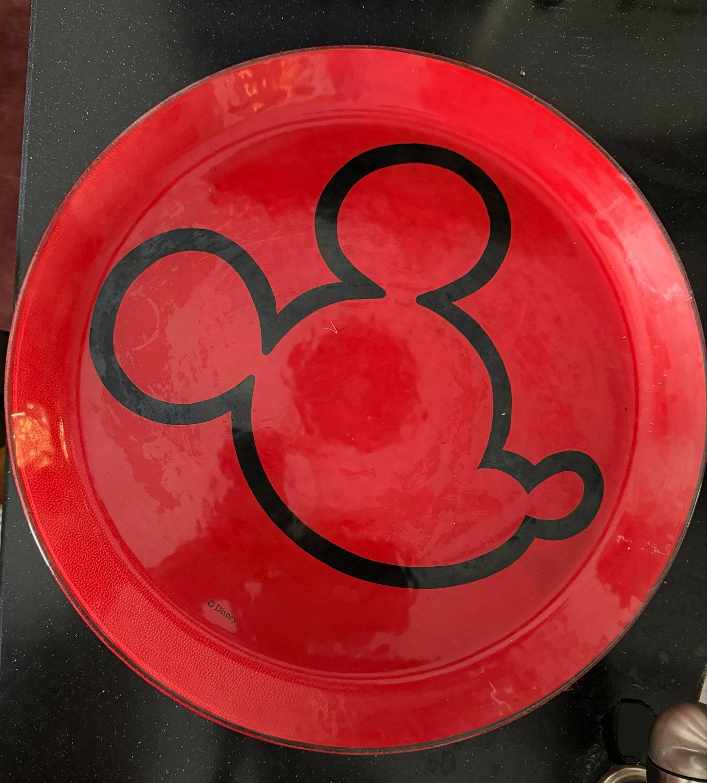 Grote Disney Mickey Mouse Glazen Schaal - 39 cm Doorsnede, Verzamelen, Ophalen, Mickey Mouse, Gebruikt, Servies