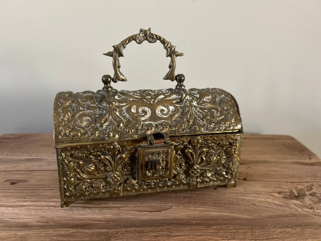 Antieke Bronzen Juwelenkistje met Handvat, Ophalen of Verzenden