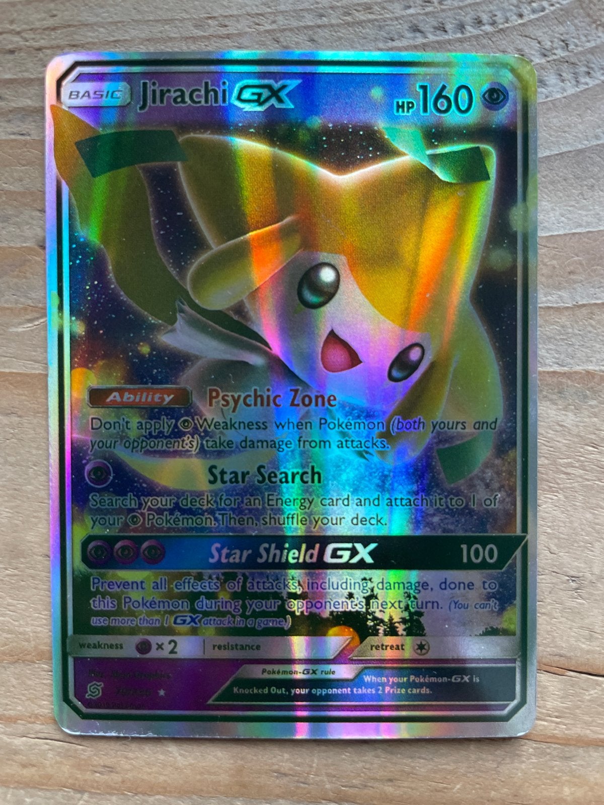 Jirachi GX Pokémon Kaart - Full Art Foil, Ophalen of Verzenden, Zo goed als nieuw, Losse kaart, Foil