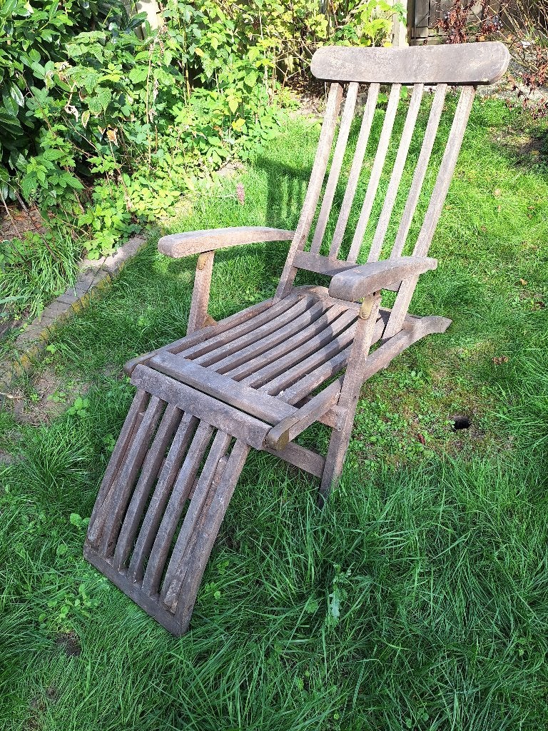 3 Houten opklapbare ligstoelen, Ophalen, Gebruikt, Hout, Inklapbaar