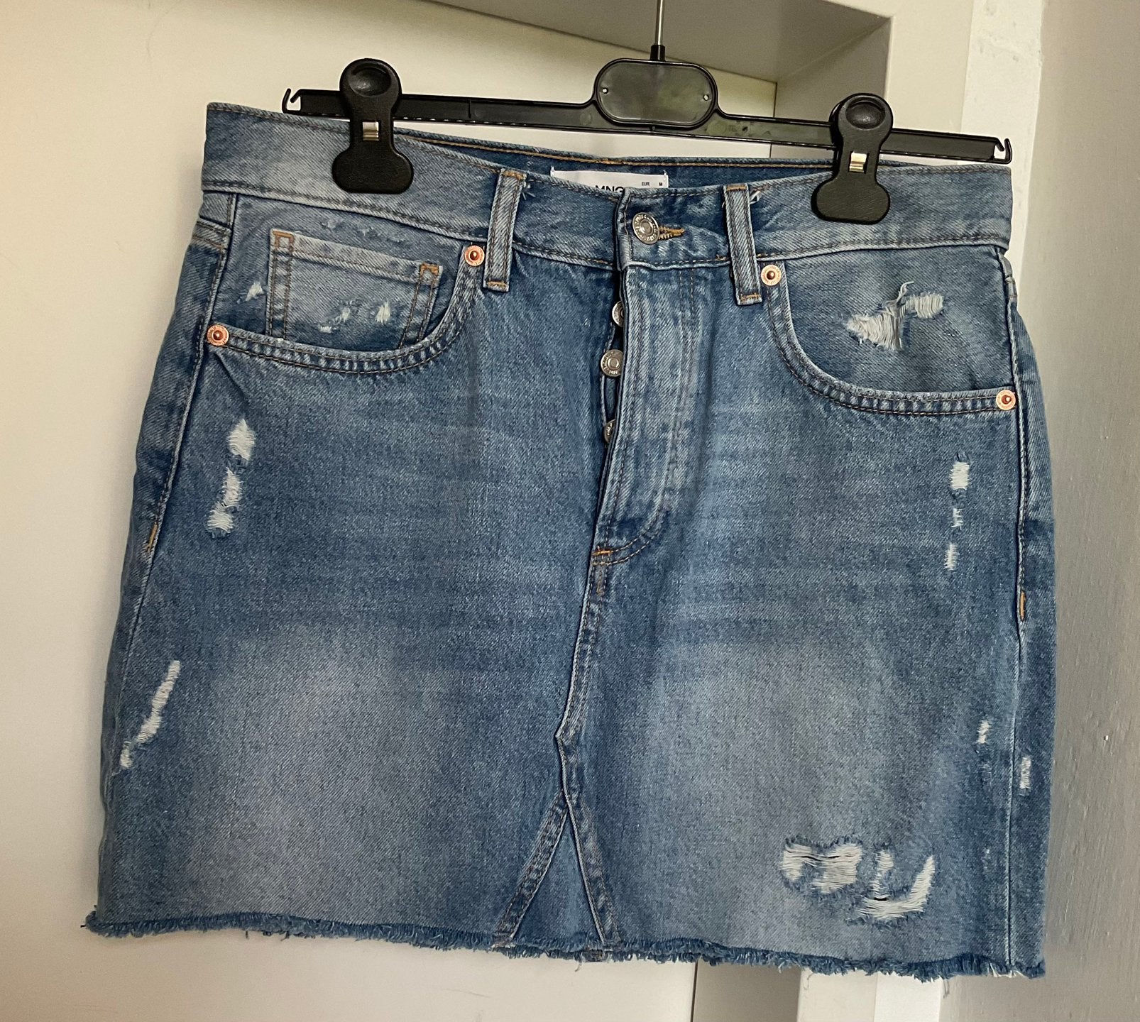 Spijkerrokje MNG. M, Kleding | Dames, Ophalen of Verzenden, Zo goed als nieuw, Blauw, Boven de knie
