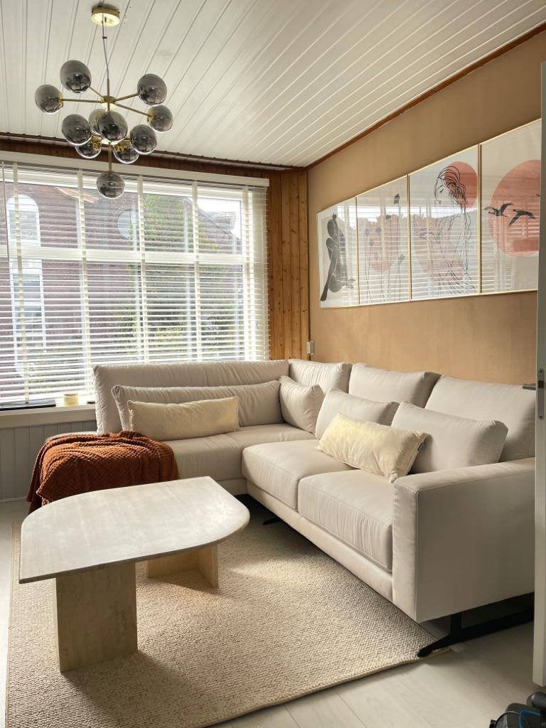 Zitmaxx Feather bankstel met eiland te koop, Huis en Inrichting, Banken | Bankstellen, Ophalen, Hoekbank, 75 tot 100 cm, Zo goed als nieuw
