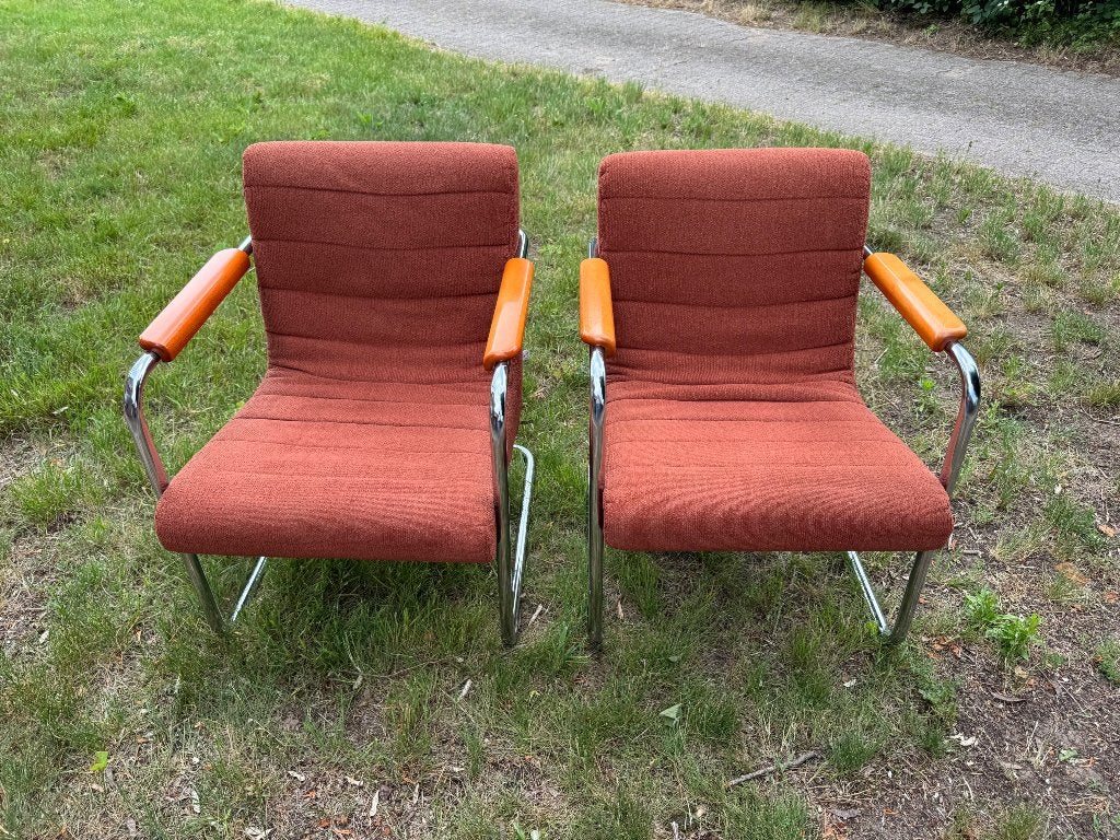 Vintage Crack by Machalke fauteuils jaren ‘70/‘80 set van 2, Huis en Inrichting, Fauteuils, Ophalen, Gebruikt, 75 tot 100 cm, 50 tot 75 cm
