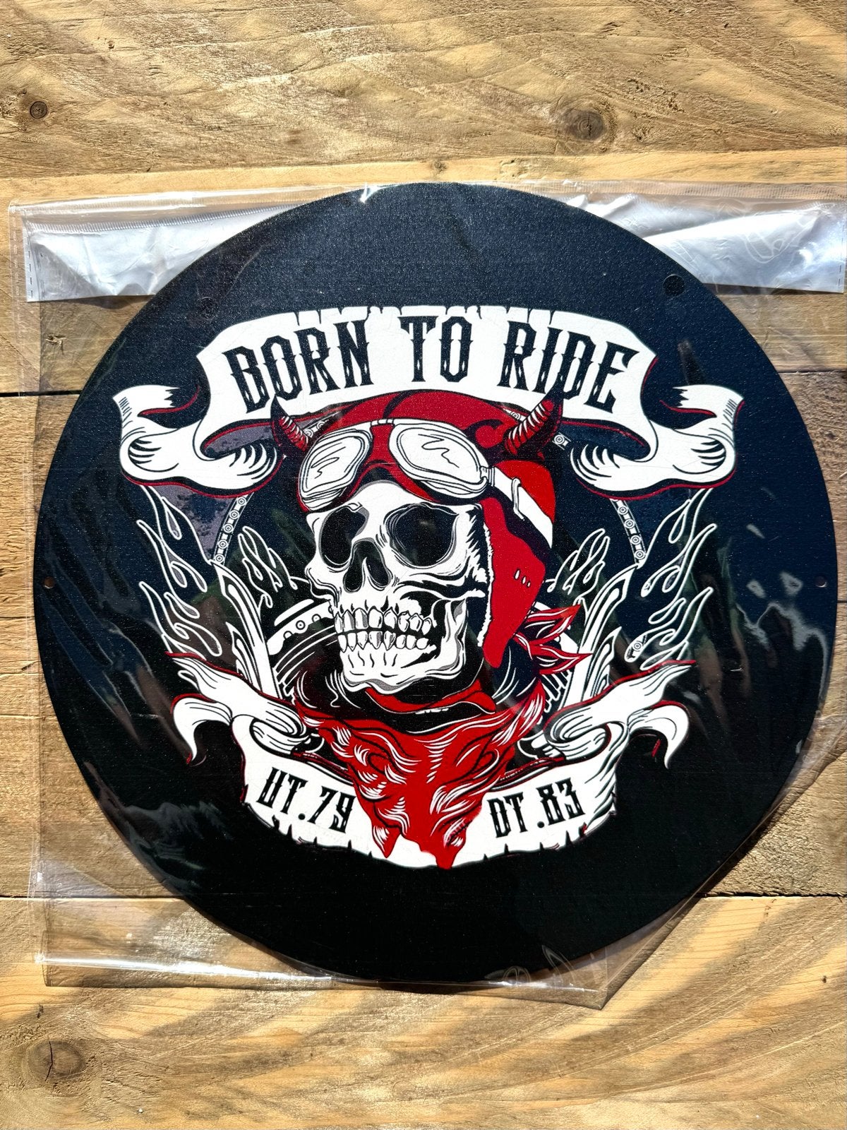 Born to Ride Skull Motorfiets Metalen Bord, Motoren, Accessoires | Stickers, Ophalen of Verzenden