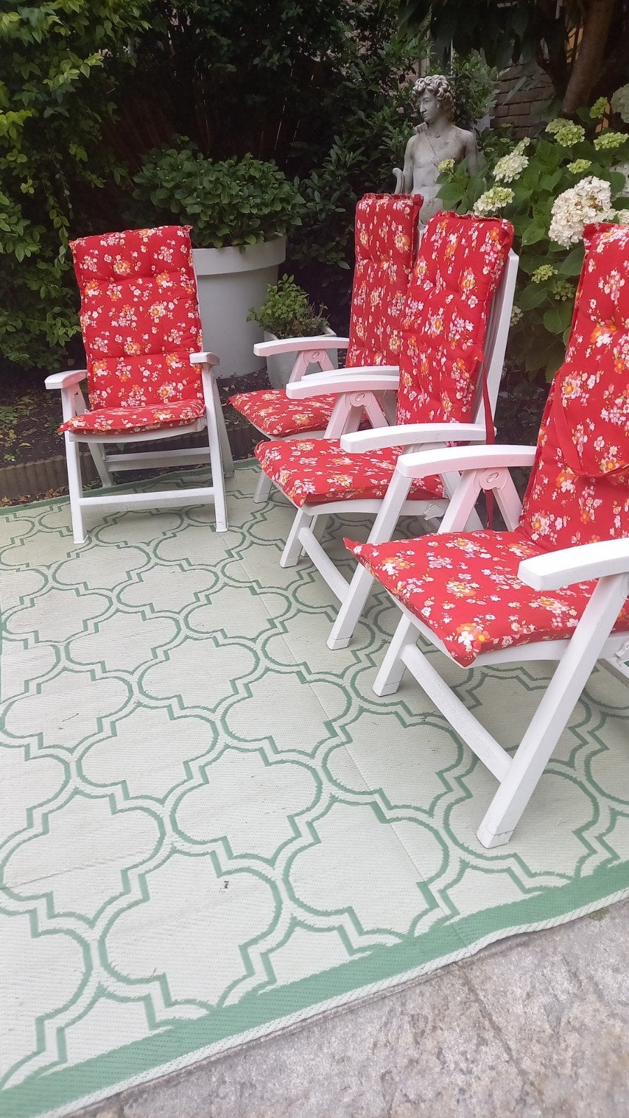 Set van 4 tuinkussens met hoge rug, Tuin en Terras, Ophalen, Gebruikt