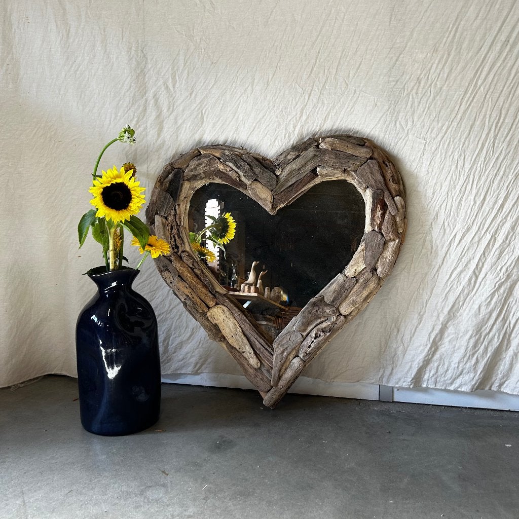 Hartjes spiegel drijfhouten lijst - 80 cm - Bij TTM Wonen