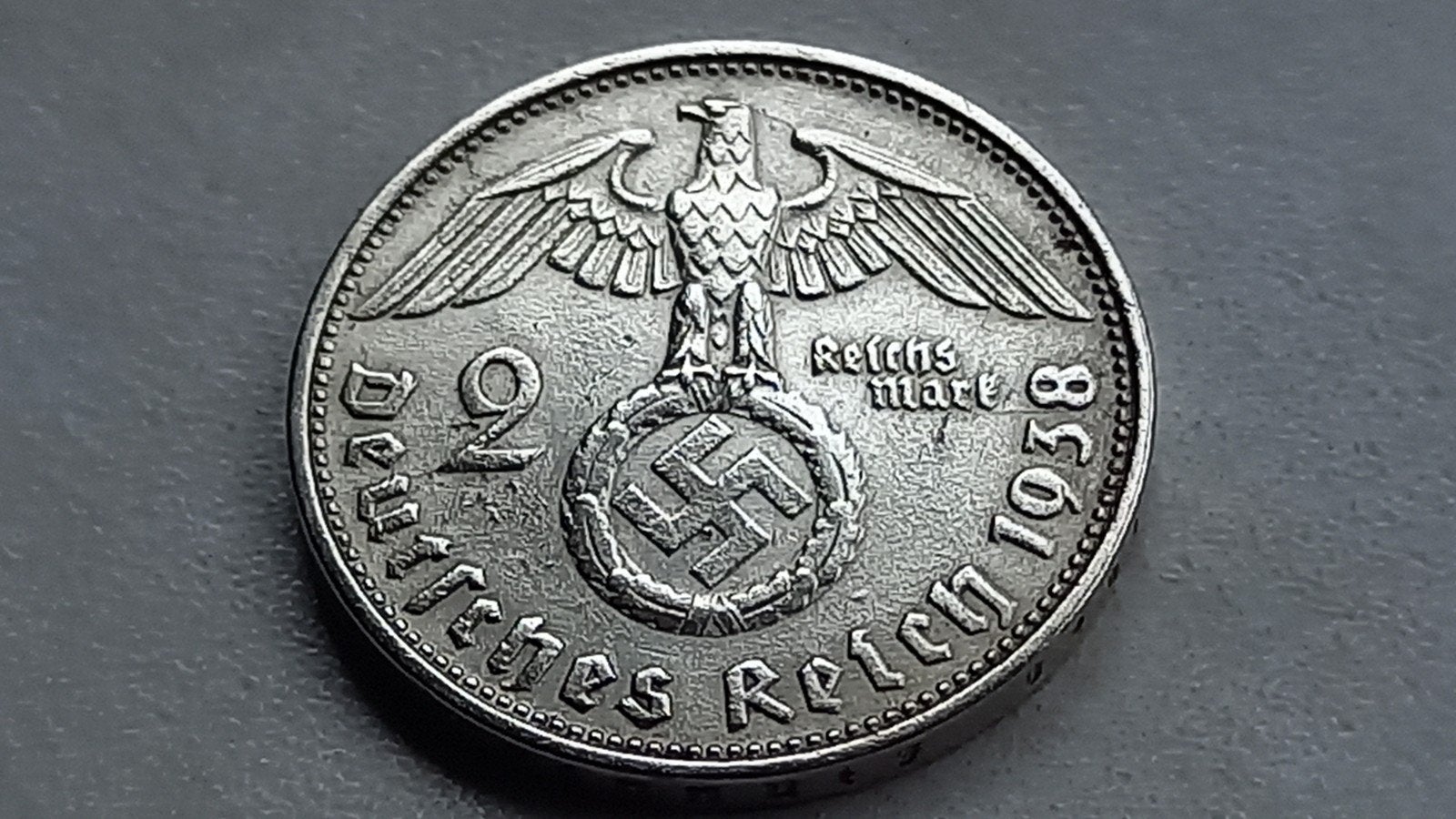WO2 2 Reichsmark 1938D zilver nazi duitsland., Ophalen of Verzenden, Duitsland, Losse munt, Zilver