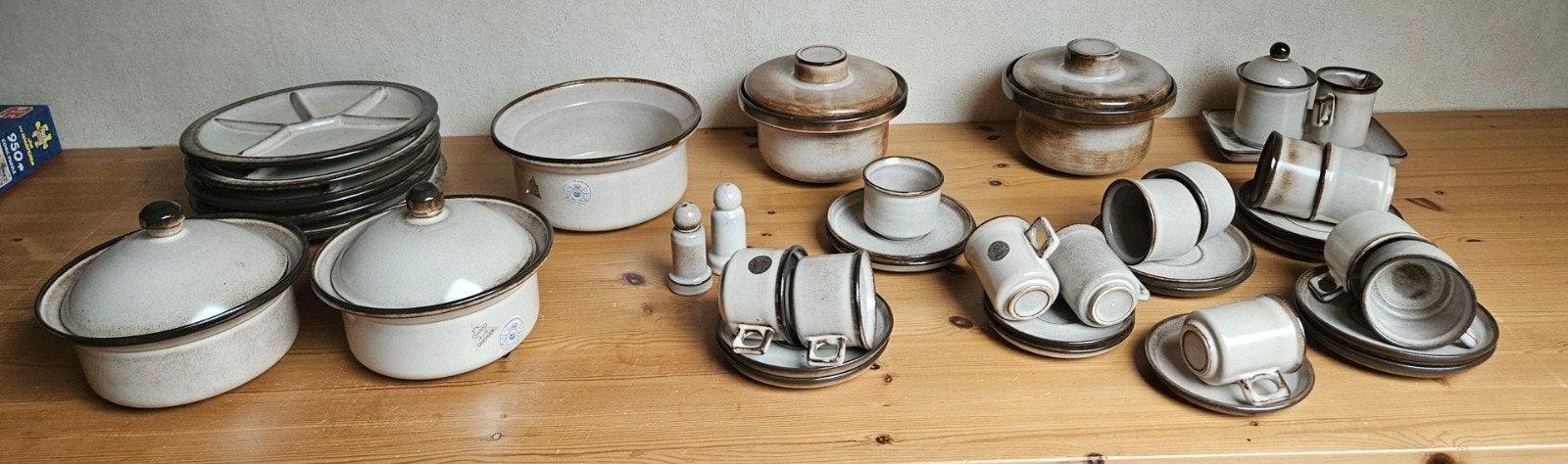 Vintage Huizen Driehoek servies., Ophalen, Overige merken, Vintage, Zo goed als nieuw