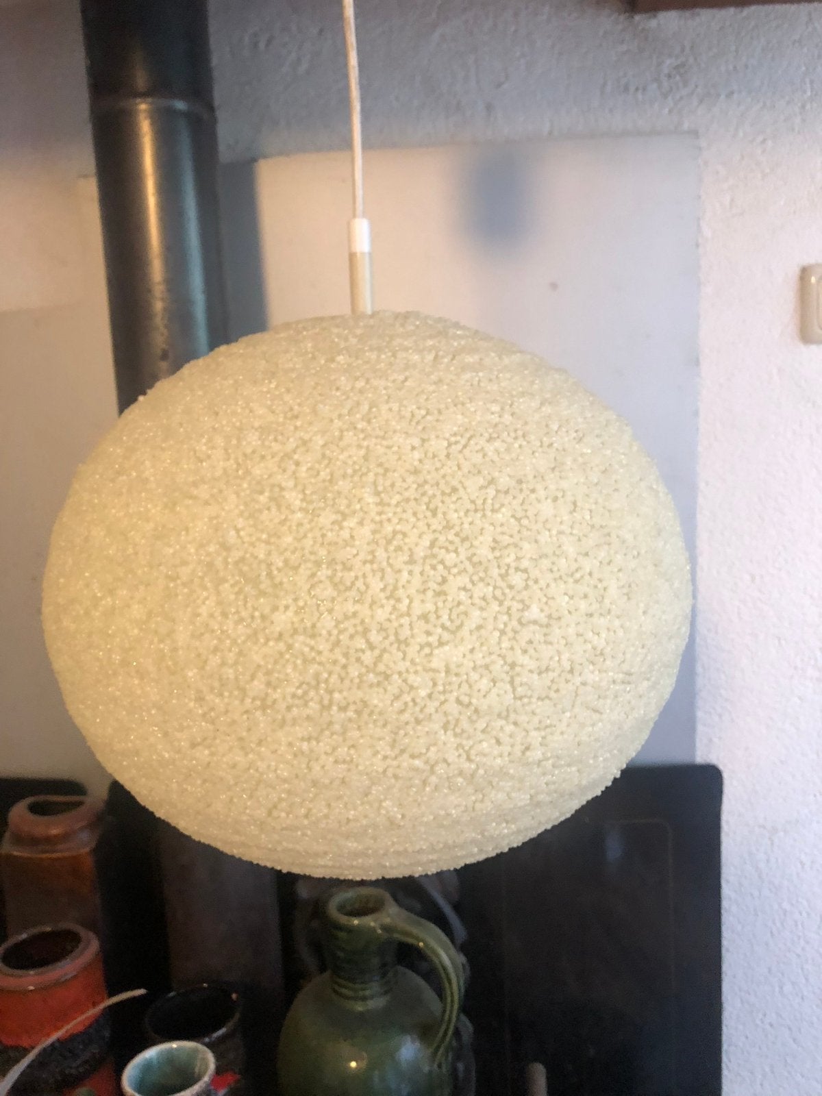 Bollamp,sixties,zeventies,POP,”Zuikerbol”,vintage, Huis en Inrichting, Gebruikt, Glas, Sixties,zeventie,POP,Mid-Century, E27 (groot)