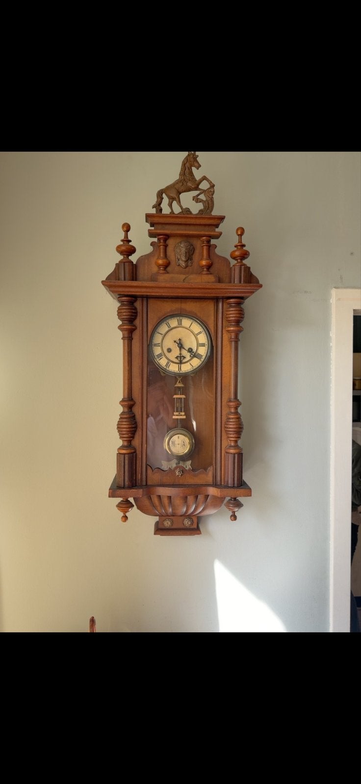 Antieke paardjesregulateur ca. 1900 – goed werkend, Ophalen