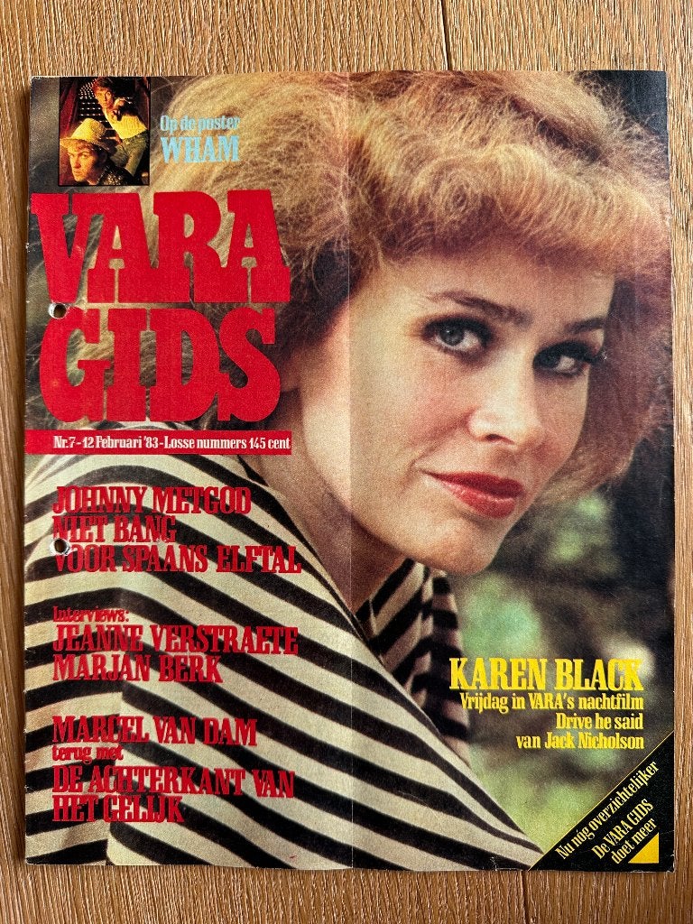 VARA Gids 12 feb 1983, Karen Black, poster: Wham, Jan Rot, Boeken, Tijdschriften en Kranten, Ophalen of Verzenden, Gelezen, Muziek, Film of Tv