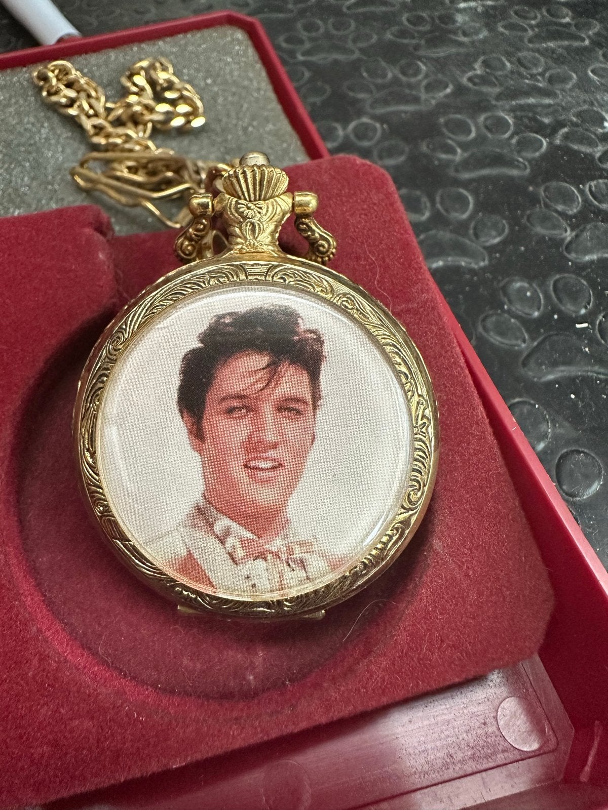 Vintage Elvis Presley Valdawn Quartz Zakhorloge met Ketting, Sieraden, Tassen en Uiterlijk, Horloges | Heren, Overige merken, Overige materialen