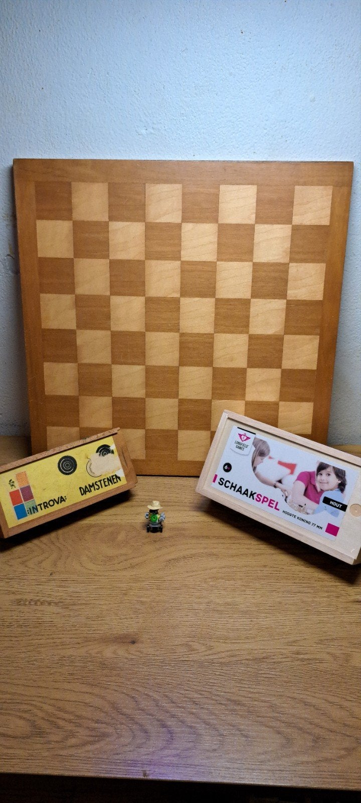 COMPLETE SET! Vintage Dam/Schaakbord +damstenen +schaakpionn, Een of twee spelers, Ophalen of Verzenden, Gebruikt