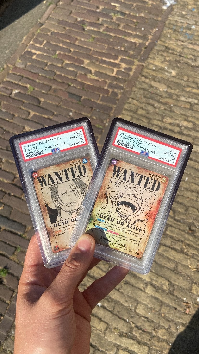 One Piece Luffy & Shanks wanted PSA 10, Ophalen, Nieuw, Losse kaart, Foil