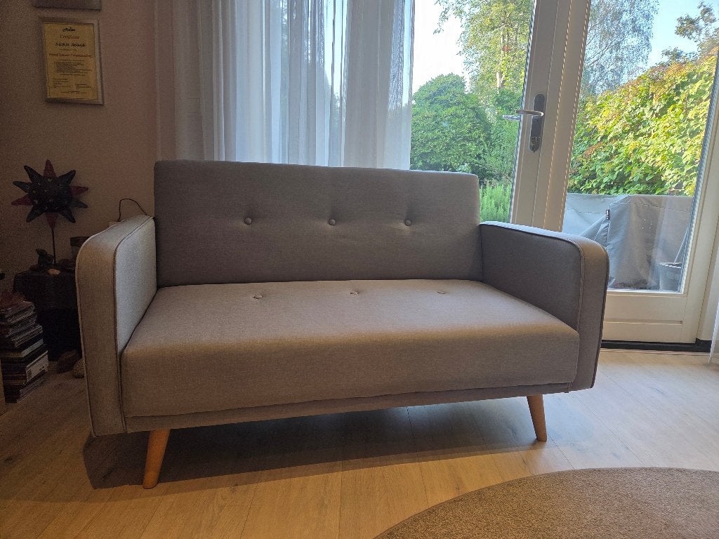 bankje 2 persoons, grijsblauw, Huis en Inrichting, Ophalen, Hout, Minder dan 75 cm, Tweepersoons
