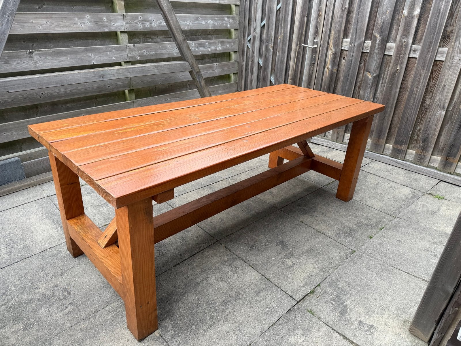 Douglas houten tuintafel - 200x88x75 cm, Ophalen, Gebruikt, Rechthoekig, Hout
