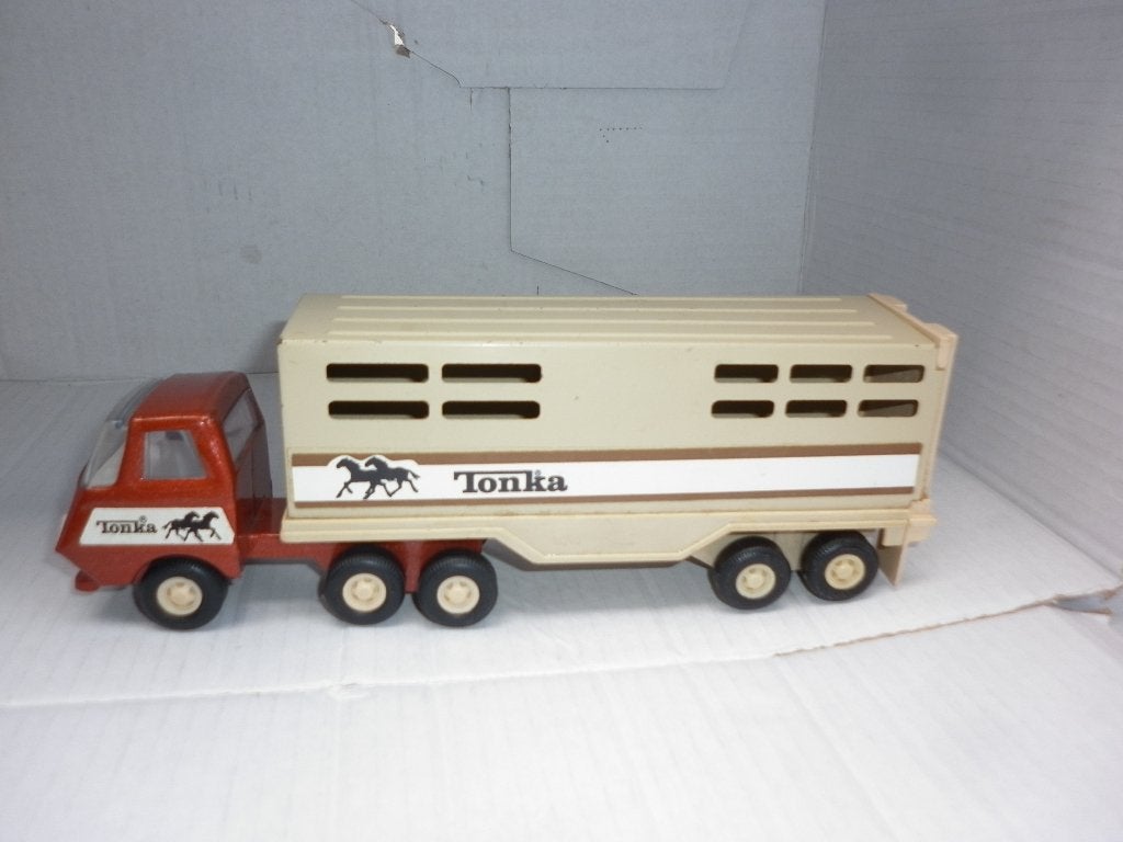 Tonka vrachtwagen / paardentrailer, Ophalen of Verzenden, Gebruikt, Auto