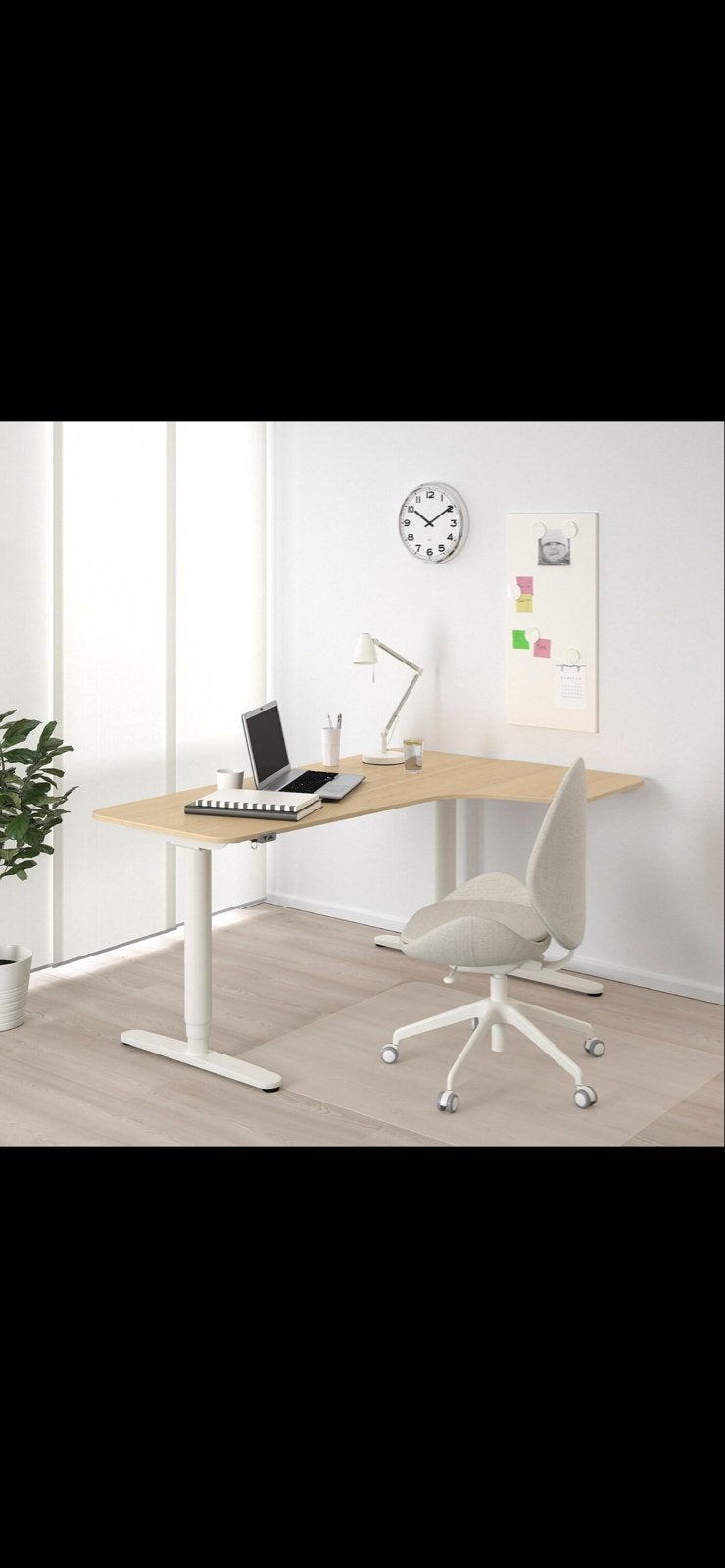 IKEA BEKANT elektrisch zit-sta hoekbureau 160 cm rechts, Ophalen, Hout, Hoekbureau, In hoogte verstelbaar