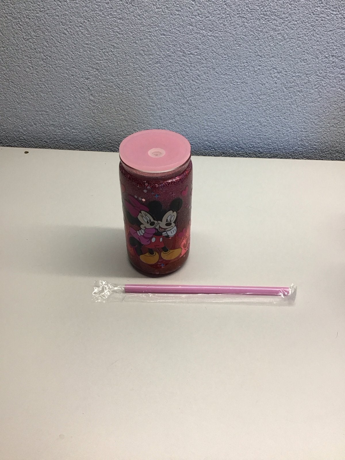 Minnie Mouse Glitter Drinkbeker met Rietje, Verzenden, Nieuw