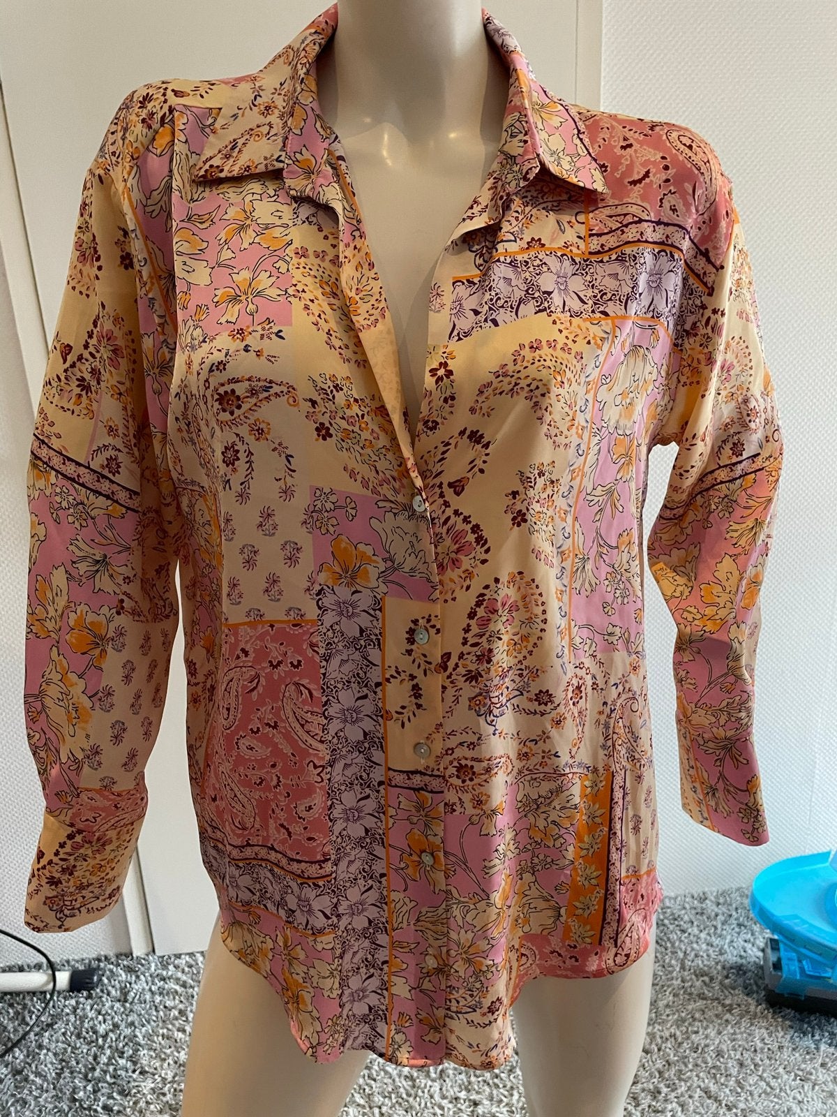 Zara blouse met leuke print maat l, Ophalen of Verzenden, Zo goed als nieuw, Maat 38/40 (M), Roze