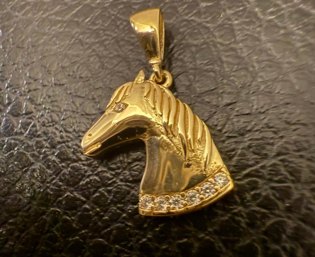 Prachtige 14 karaats gouden paard hanger, Sieraden, Tassen en Uiterlijk, Kettinghangers, Ophalen of Verzenden, Nieuw, Goud
