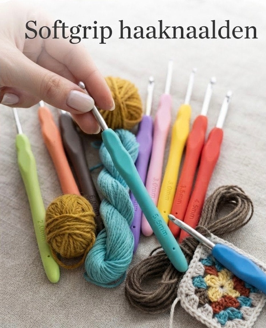 Ergonomische Softgrip  Haaknaalden, Set van 9 stuks, Ophalen of Verzenden, Nieuw, Haken
