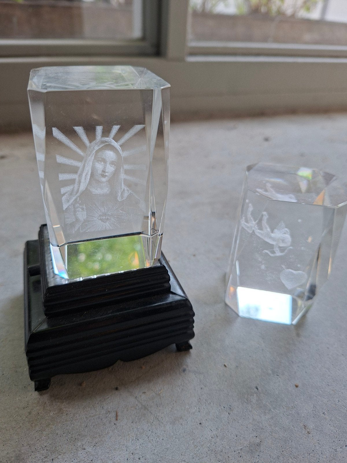 Glazen Mariabeeld en Engel Kristal Decoratie, Antiek en Kunst, Ophalen of Verzenden