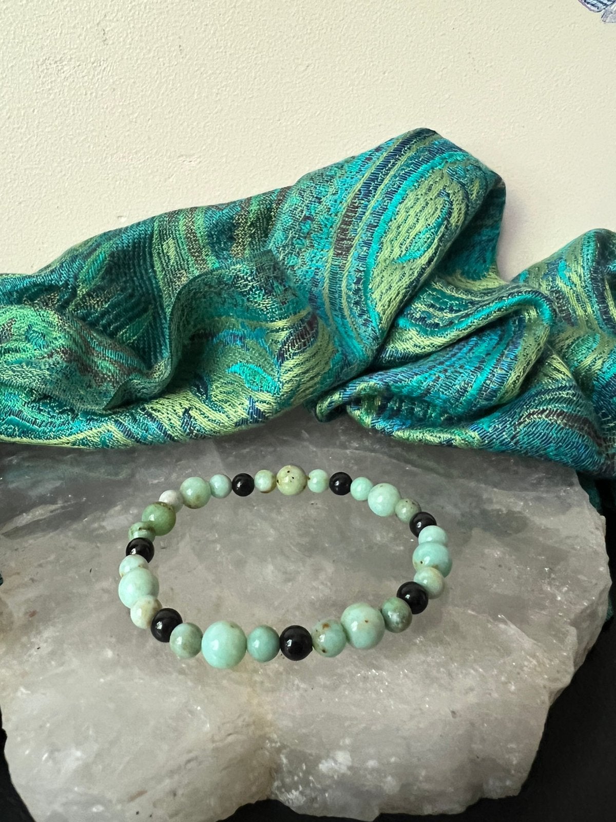 Chrysocolla git jet beschermt aura straling zuivert uniek, Met bedels of kralen, Magnolia11, Nieuw, Ophalen of Verzenden