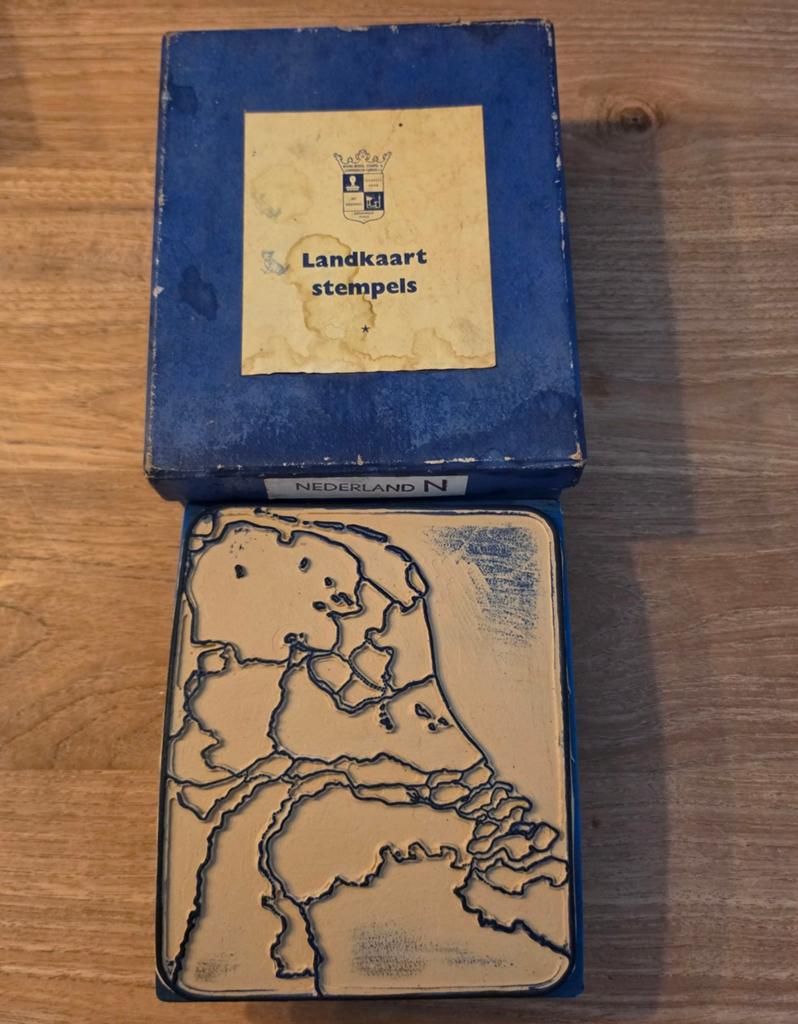 Vintage Landkaart School Stempel Nederland N, Ophalen of Verzenden, Gebruikt
