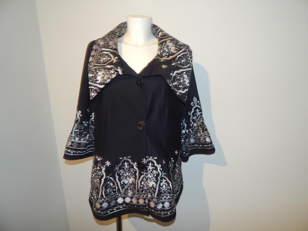Joseph Ribkoff Ibiza styl jasje pracht borduurstel mt 40, Maat 38/40 (M), Verzenden, Zwart, Joseph Ribkoff