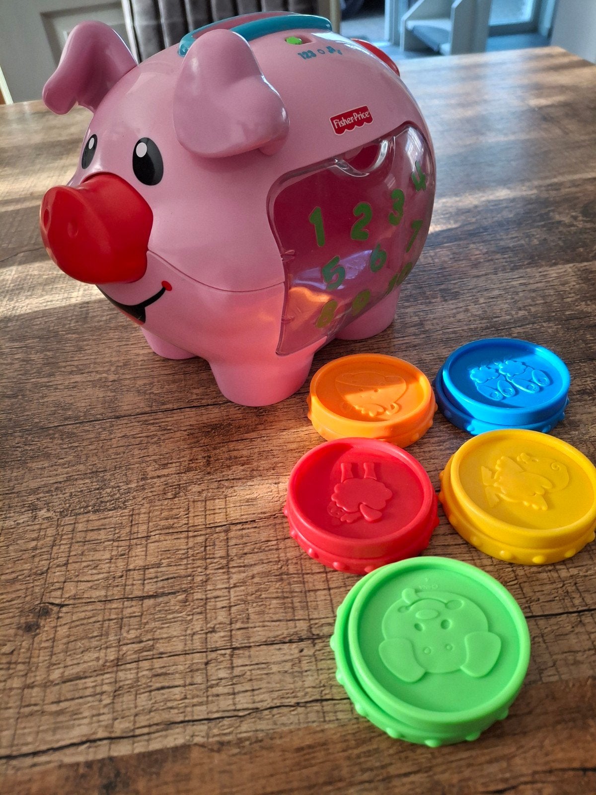 Fisher price spaarvarken met munten, Ophalen of Verzenden, Jongen of Meisje